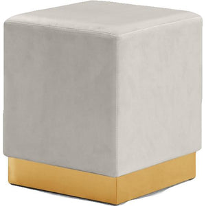 Meridian Jax Cream Velvet Ottoman/Stool
