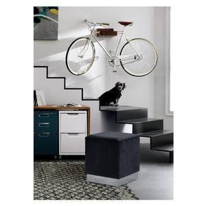 Meridian Jax Black Velvet Ottoman/Stool