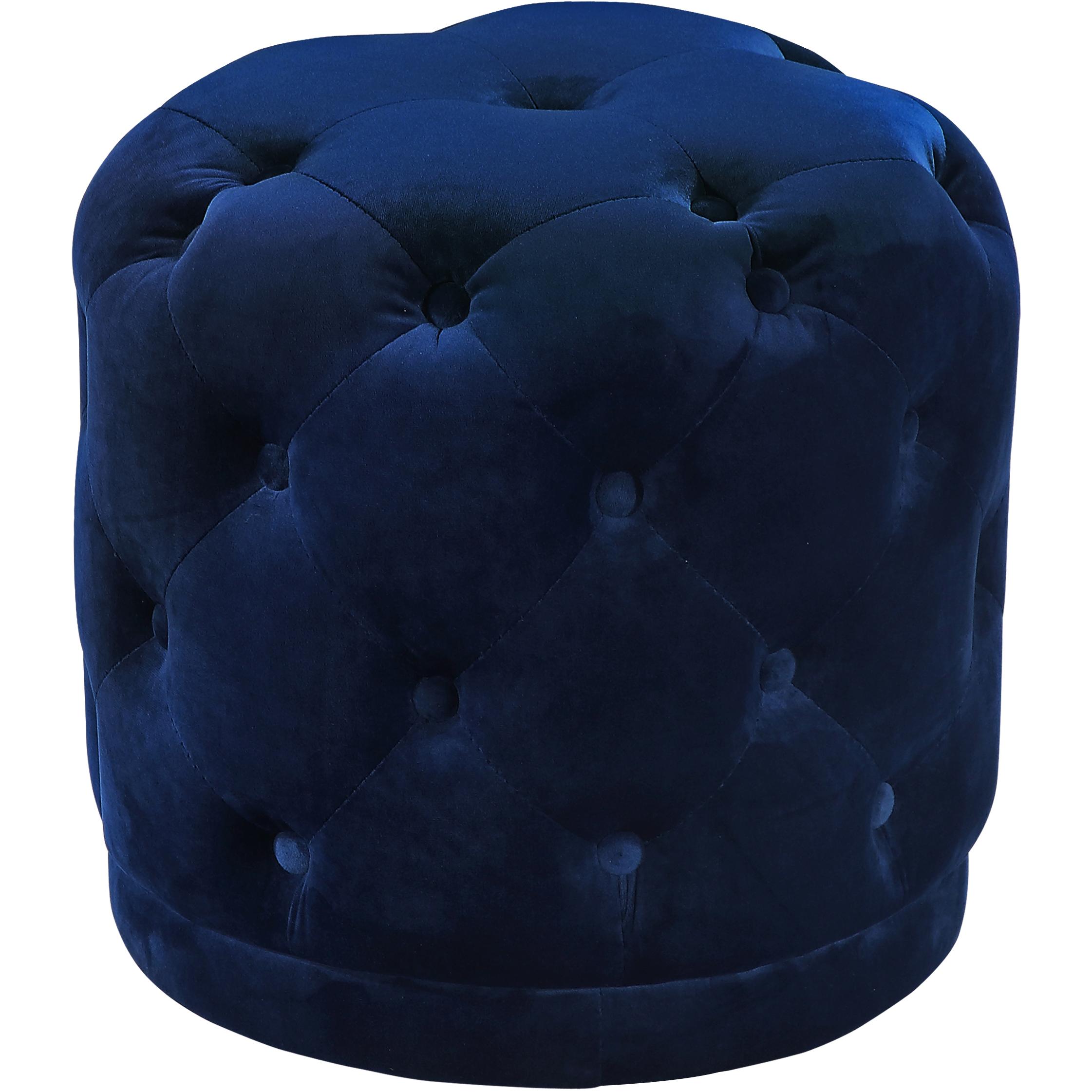 Meridian Harper Navy Velvet Ottoman/Stool