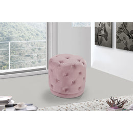 Meridian Harper Pink Velvet Ottoman/Stool