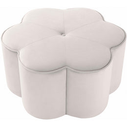 Meridian Daisy Cream Velvet Ottoman