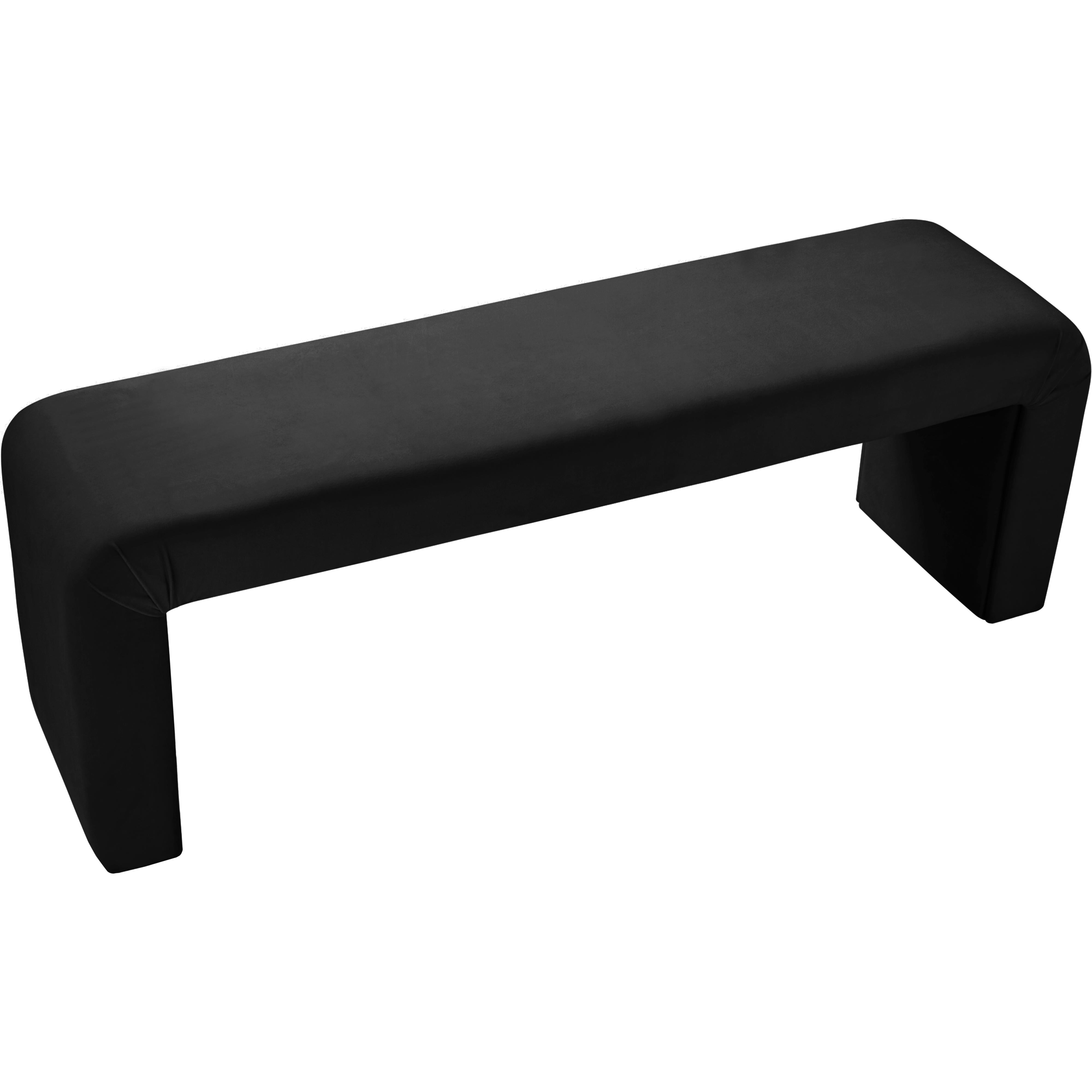 Meridian Minimalist Black Velvet Bench