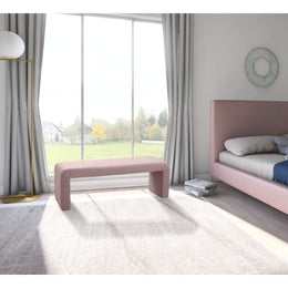 Meridian Minimalist Pink Velvet Bench