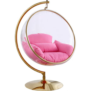 Meridian Luna Pink Fabric Acrylic Swing Bubble Accent Chair (2 Boxes)