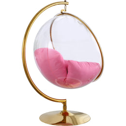 Meridian Luna Pink Fabric Acrylic Swing Bubble Accent Chair (2 Boxes)