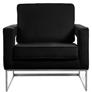 Meridian Noah Black Velvet Accent Chair