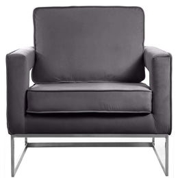 Meridian Noah Grey Velvet Accent Chair