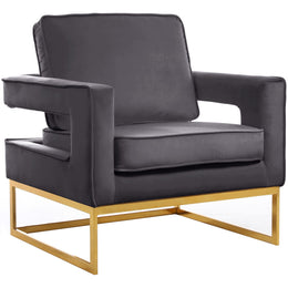 Meridian Noah Grey Velvet Accent Chair