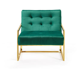 Meridian Pierre Green Velvet Accent Chair