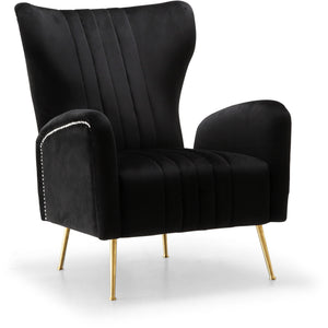 Meridian Opera Black Velvet Accent Chair