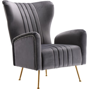 Meridian Opera Grey Velvet Accent Chair