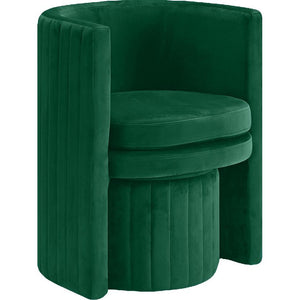 Meridian Selena Green Velvet Accent Chair and Ottoman Set