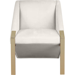 Meridian Rivet Cream Velvet Accent Chair