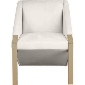 Meridian Rivet Cream Velvet Accent Chair