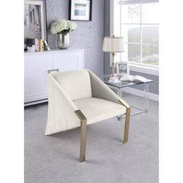 Meridian Rivet Cream Velvet Accent Chair