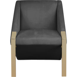Meridian Rivet Grey Velvet Accent Chair
