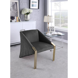 Meridian Rivet Grey Velvet Accent Chair