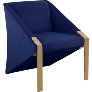 Meridian Rivet Navy Velvet Accent Chair
