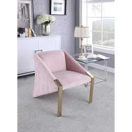 Meridian Rivet Pink Velvet Accent Chair