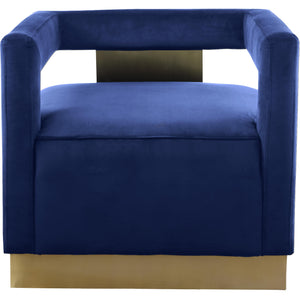 Meridian Armani Navy Velvet Accent Chair