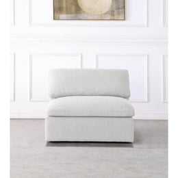 Meridian Serene Cream Linen Textured Fabric Deluxe Comfort Modular Armless Chair
