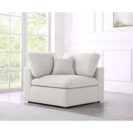 Meridian Serene Cream Linen Textured Fabric Deluxe Comfort Modular Corner Chair