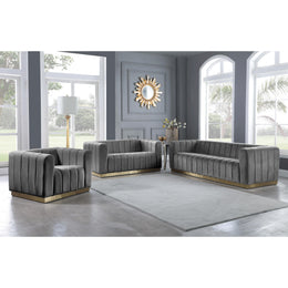 Meridian Marlon Grey Velvet Chair