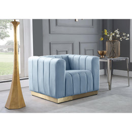 Meridian Marlon Sky Blue Velvet Chair