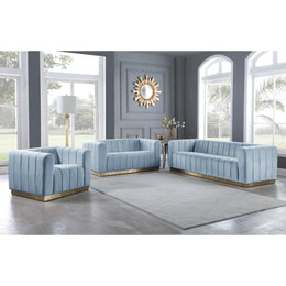 Meridian Marlon Sky Blue Velvet Chair