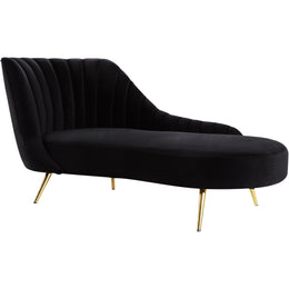 Meridian Margo Black Velvet Chaise