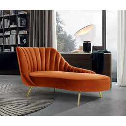 Meridian Margo Cognac Velvet Chaise