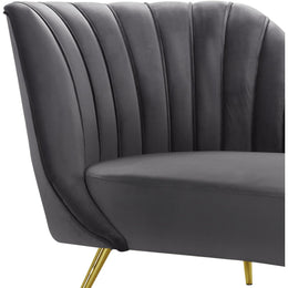 Meridian Margo Grey Velvet Chaise