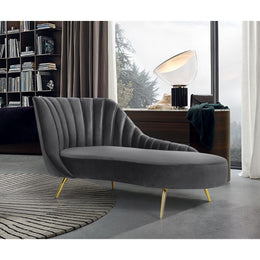 Meridian Margo Grey Velvet Chaise