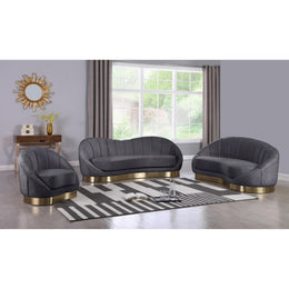 Meridian Shelly Grey Velvet Chaise