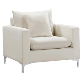 Meridian Naomi Cream Velvet Chair