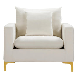 Meridian Naomi Cream Velvet Chair