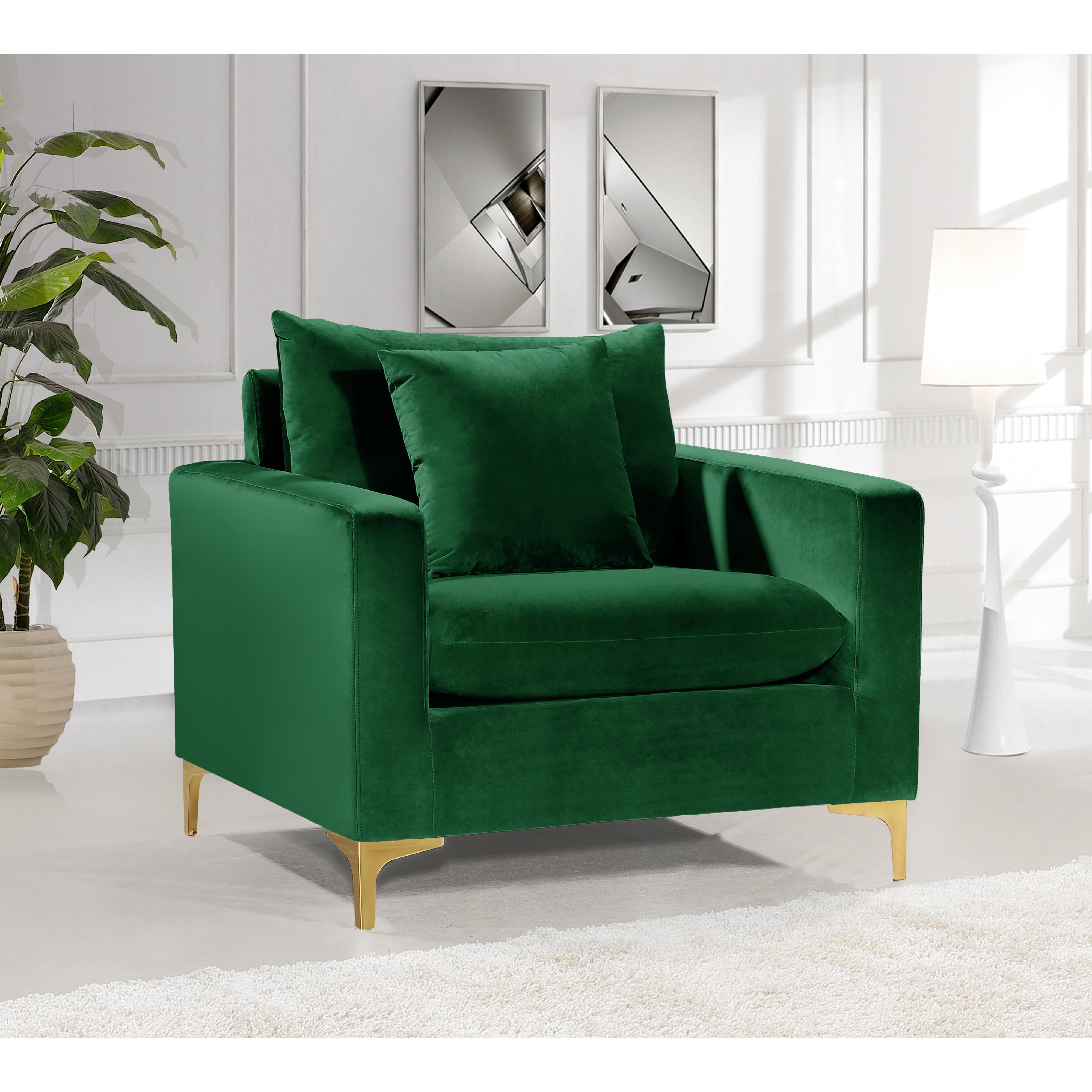 Meridian Naomi Green Velvet Chair