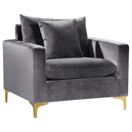 Meridian Naomi Grey Velvet Chair