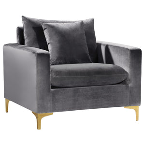 Meridian Naomi Grey Velvet Chair