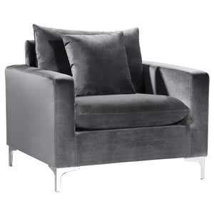 Meridian Naomi Grey Velvet Chair