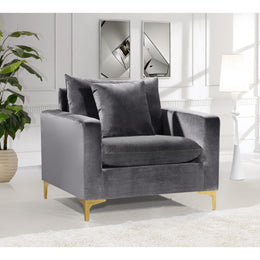 Meridian Naomi Grey Velvet Chair