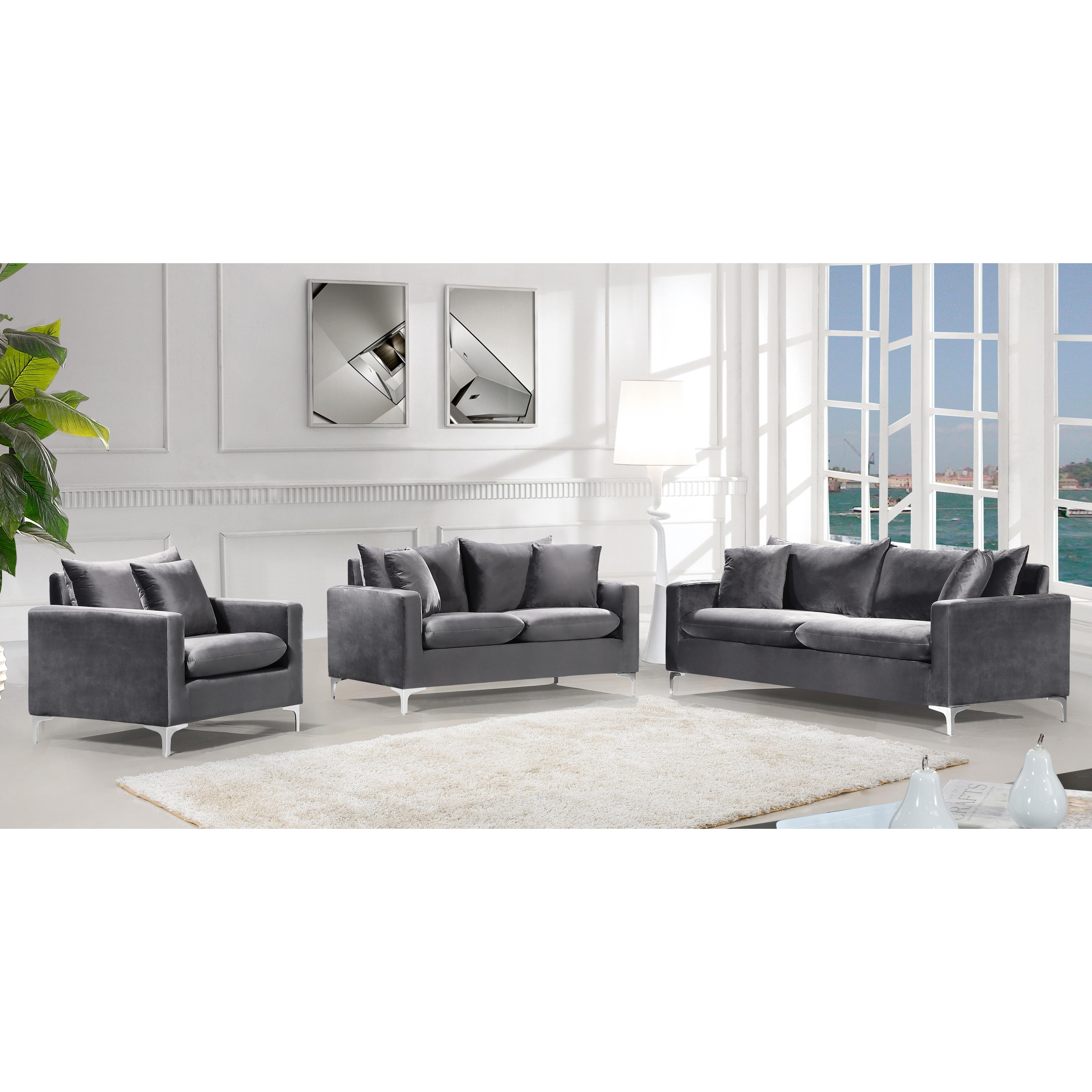 Meridian Naomi Grey Velvet Chair