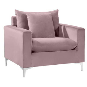 Meridian Naomi Pink Velvet Chair