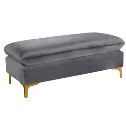 Meridian Naomi Grey Velvet Ottoman