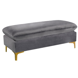 Meridian Naomi Grey Velvet Ottoman