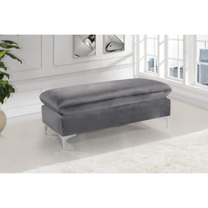 Meridian Naomi Grey Velvet Ottoman