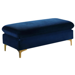 Meridian Naomi Navy Velvet Ottoman