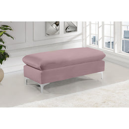 Meridian Naomi Pink Velvet Ottoman