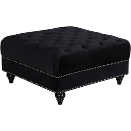 Meridian Sabrina Black Velvet Ottoman