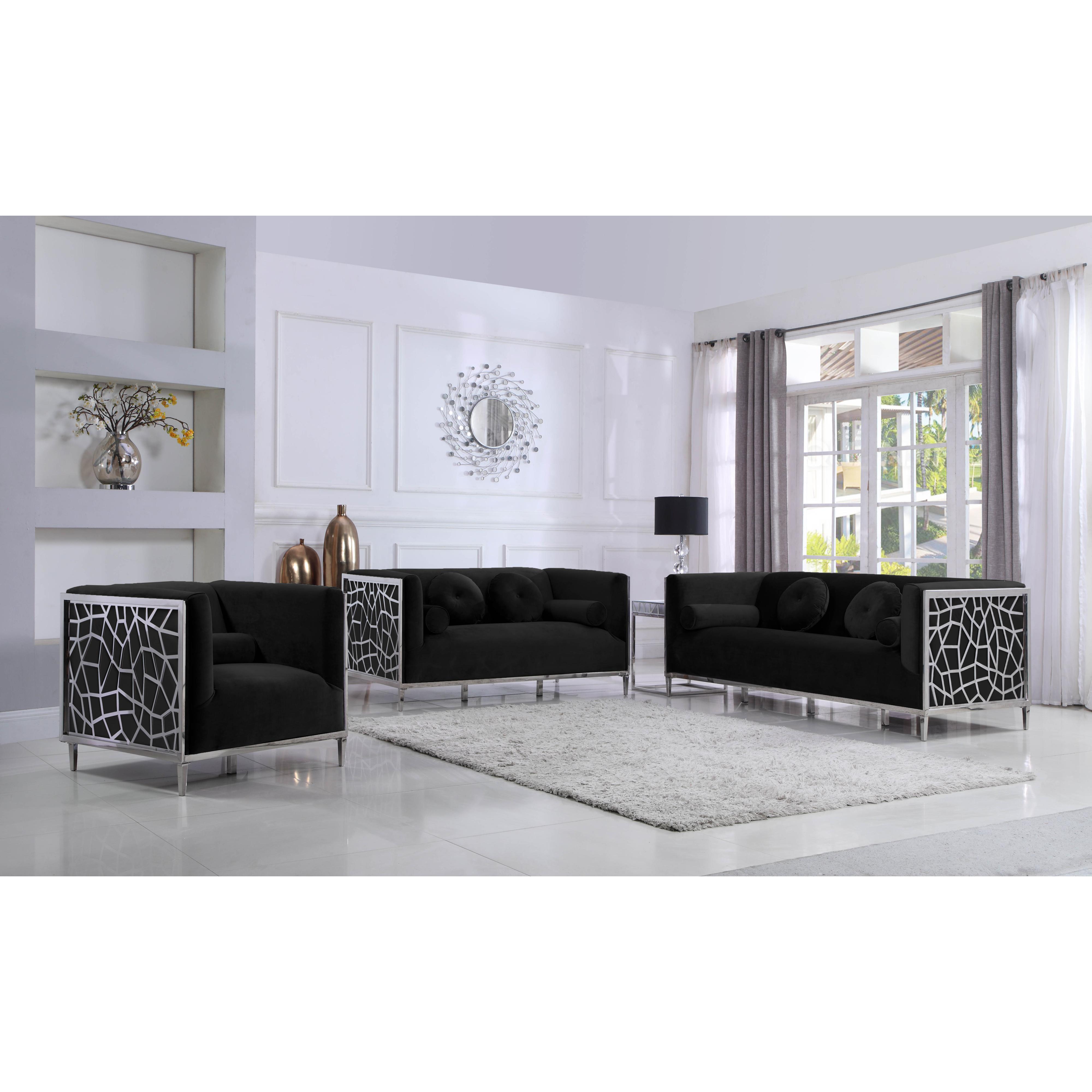 Meridian Opal Black Velvet Chair